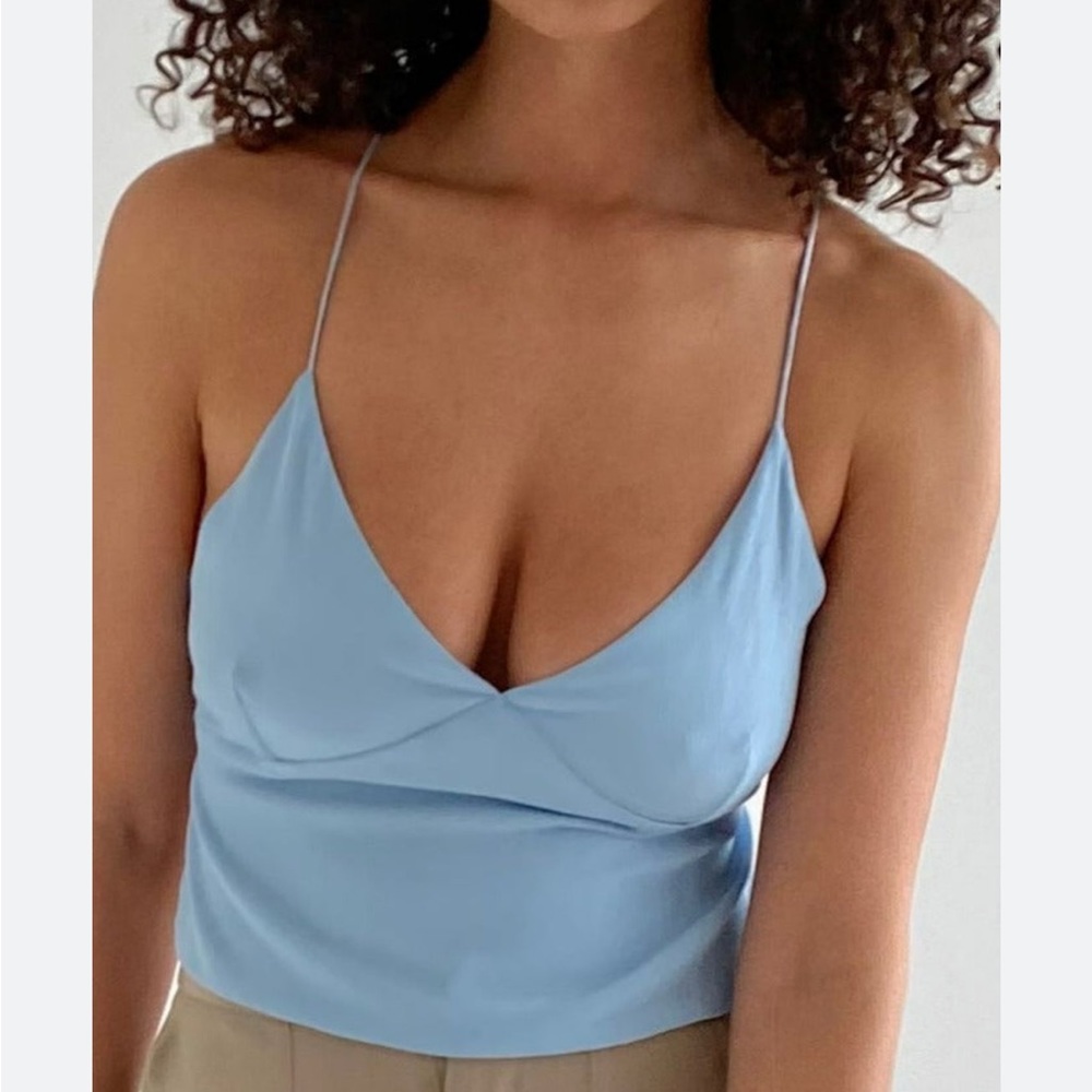 Great Eros 100% Silk Gia Tie Back Camisole in Blue